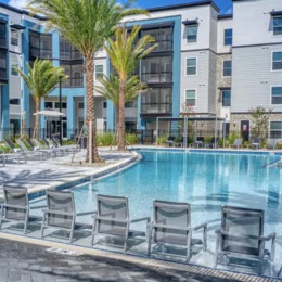 pool area showing reclining seating