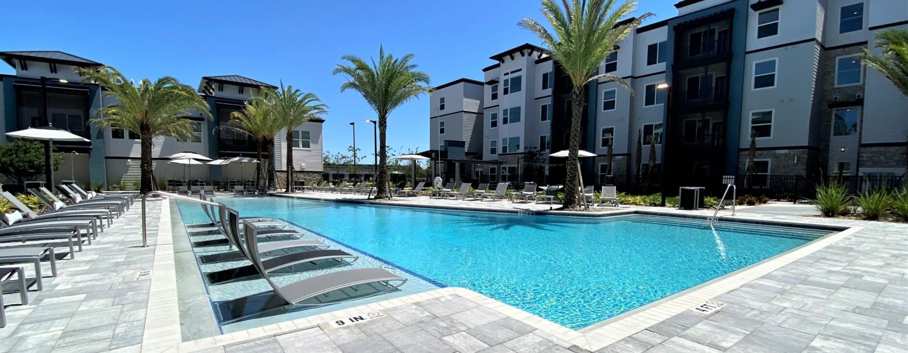 pool with in-water seating