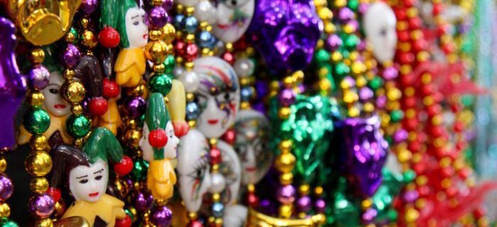 Mardi Gras beads and masks