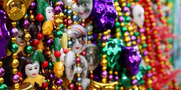 Mardi Gras beads and masks