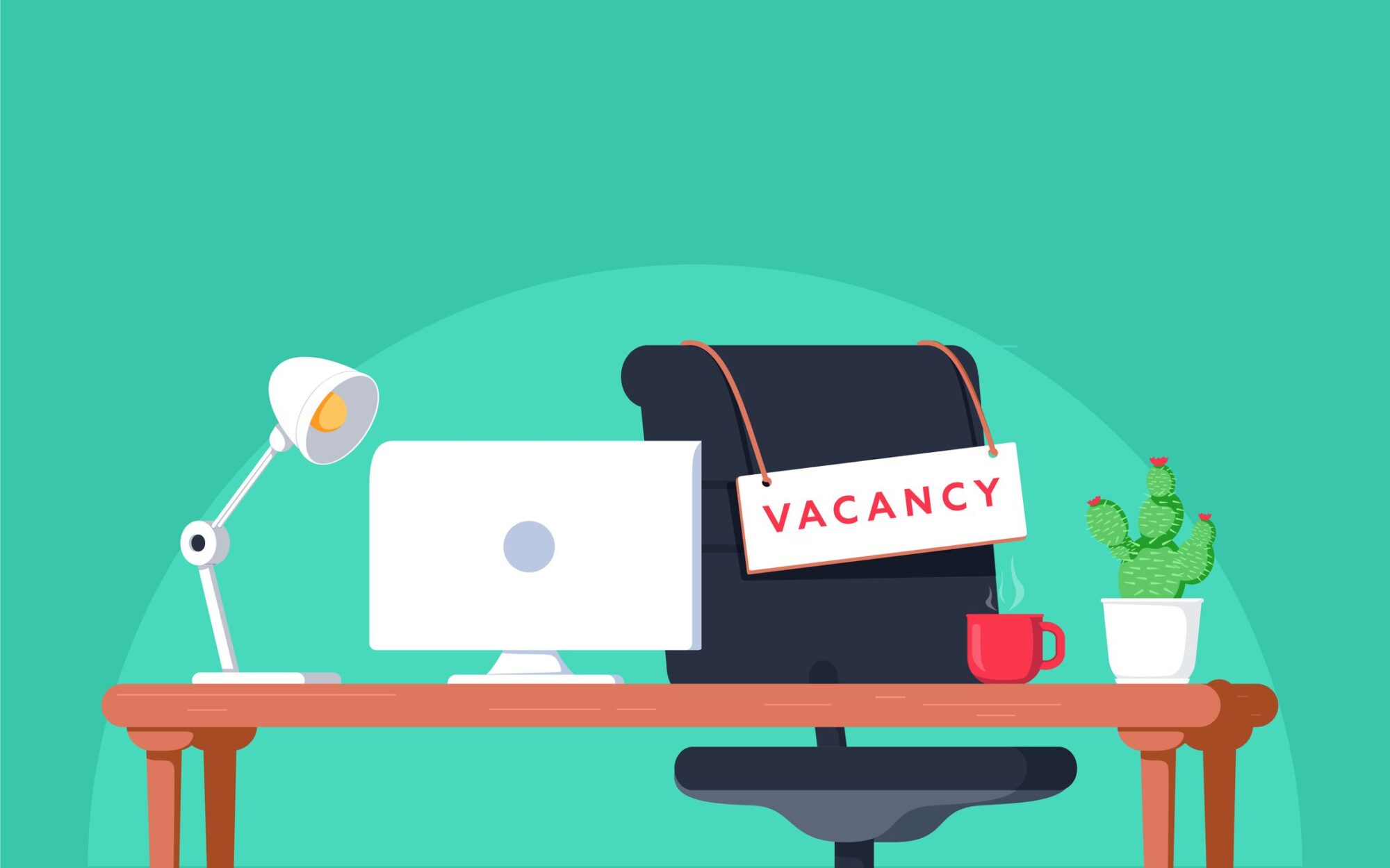 Cartoon Picture of office that says "Vacancy"