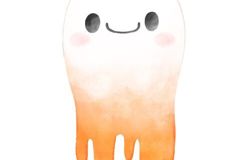 Halloween, Watercolor Halloween Ghost wearing crown on white background. Watercolor vector illustration.
