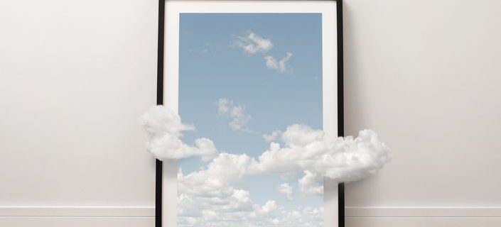 Abstract picture of the sky with clouds coming out of the frame