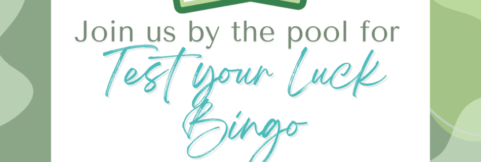 Flyer for test your luck bingo- Image says Friday 3/25 6-8pm to win a ring doorbell, amazon echo dot, gift cards and more
