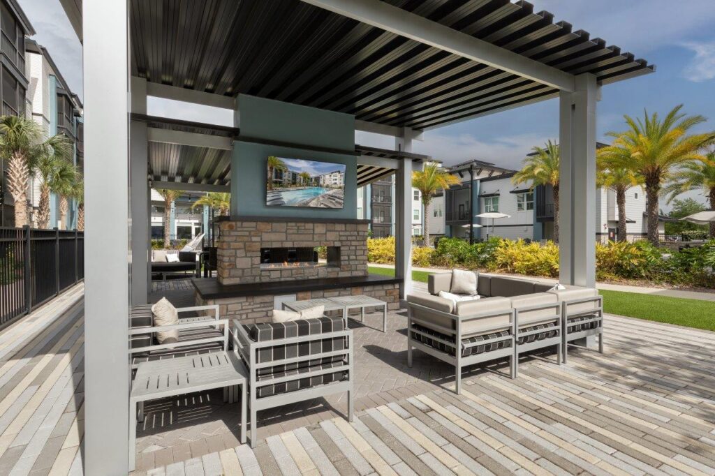 Addison Universal Covered Poolside Pavilion with Fireplace