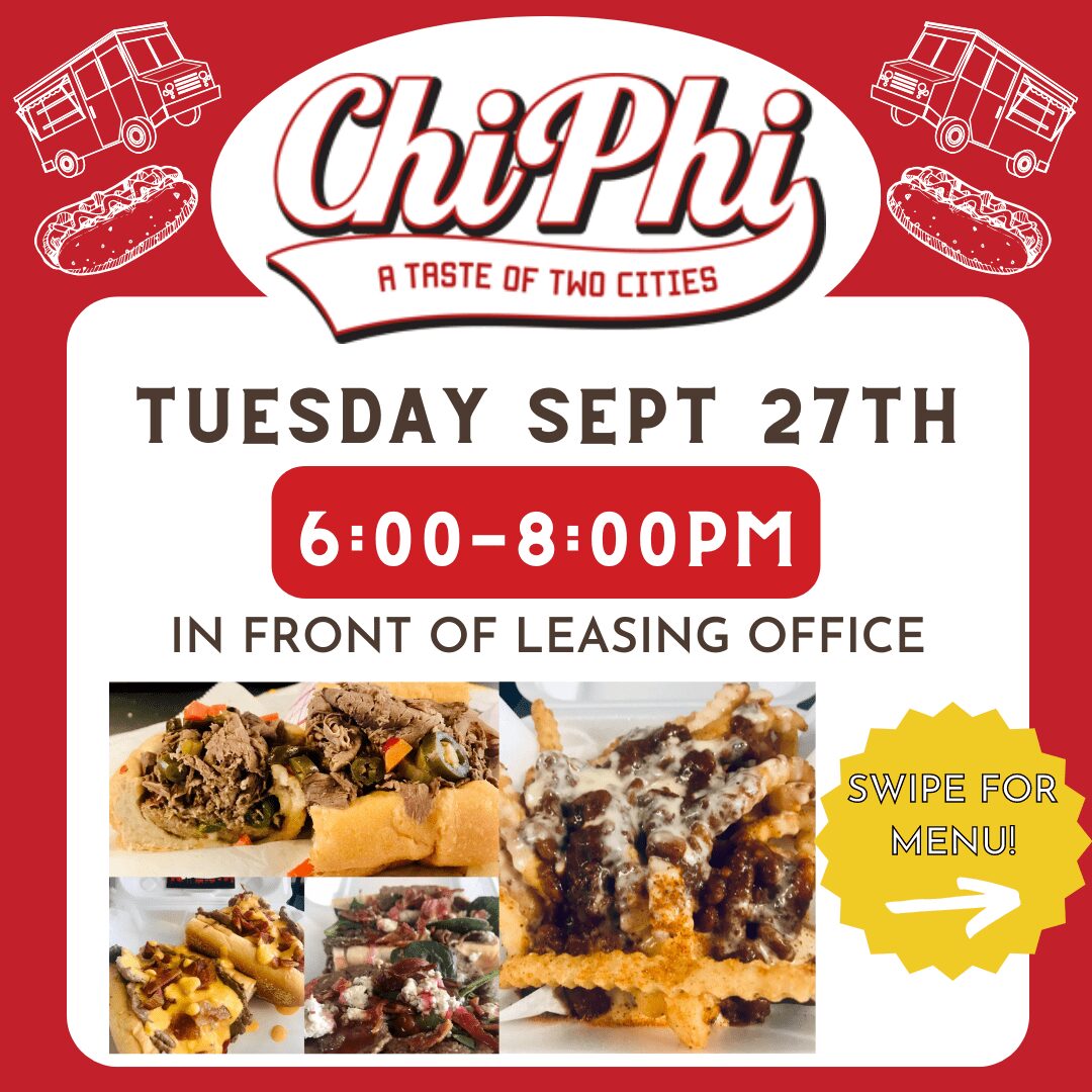 Flyer for Chi Phi food truck event 9/27 6-8pm
