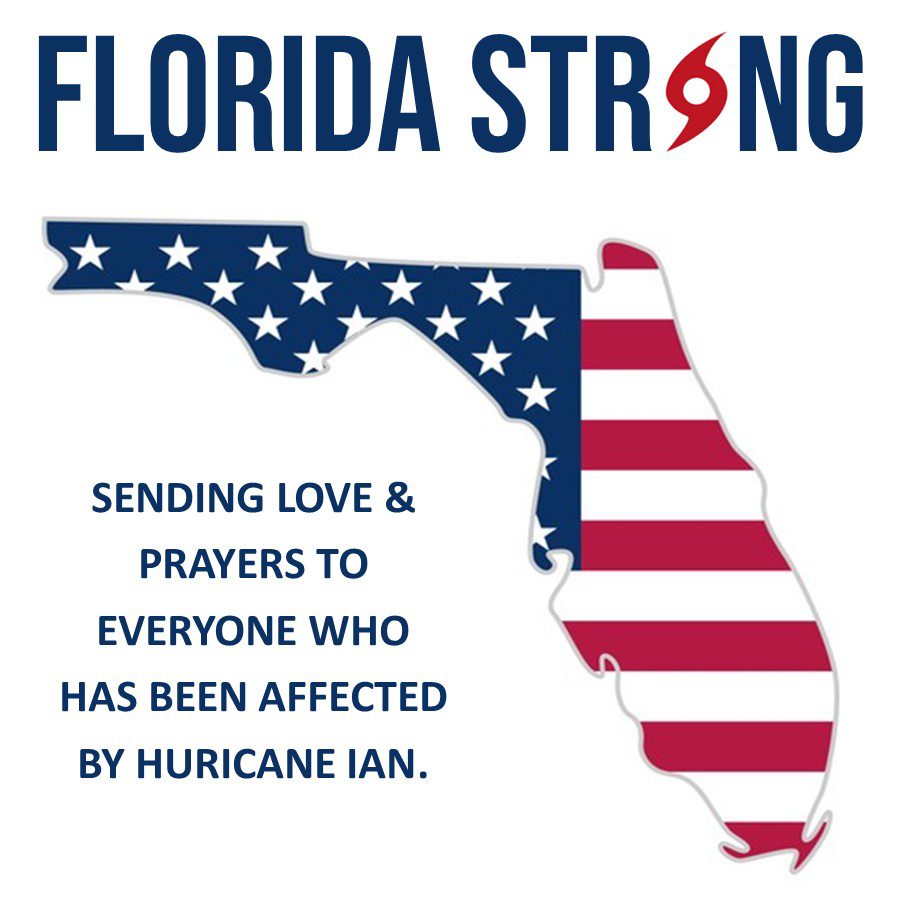Graphic reading Florida Strong with American flag on outline of the state