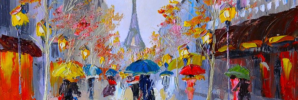 Oil painting of eiffel tower, france, art work