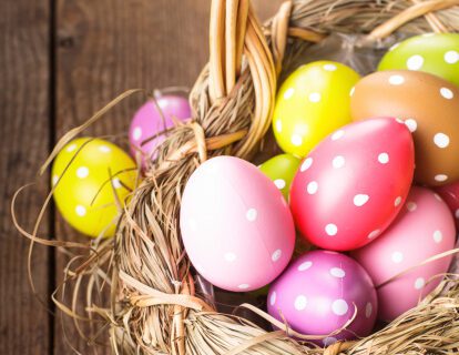 Easter eggs in basket