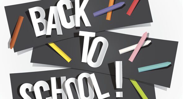Back to School logo with colorful pencils