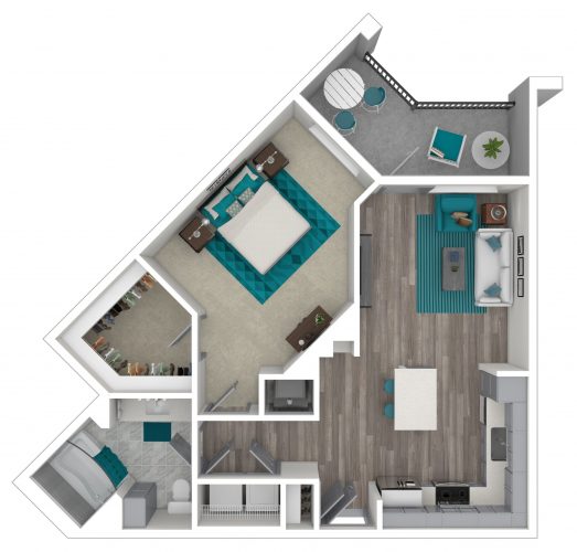 A3 Impetus One Bedroom One Bath The IMPETUS One Bedroom, One Bath, 879 Total SF with Balcony/Patio