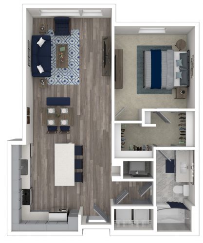 The POISED One Bedroom/One Bath, 817 Total SF