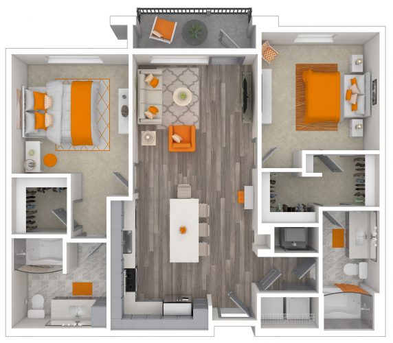 B1 Captivating The CAPTIVATING Two Bedroom, Two Bath, 1125 Total SF with Balcony/Patio