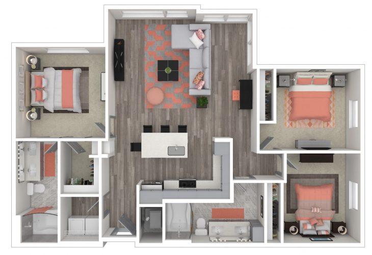 C1.1 Splendid The SPLENDID, Three Bedroom, Two Bath, 1342 Total SF