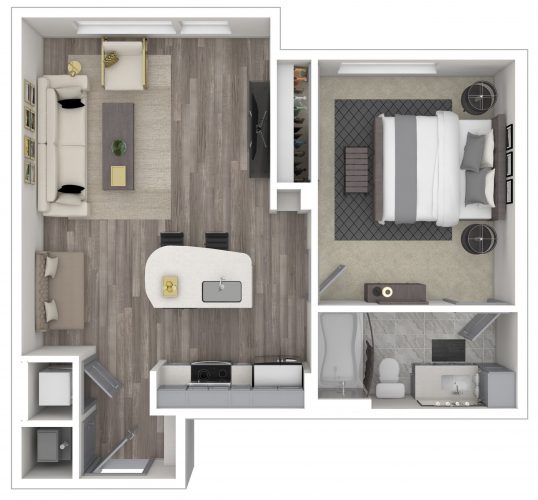 S1 Ardent 686 Total SF The ARDENT, One Bedroom/One Bath STUDIO, 686 SF